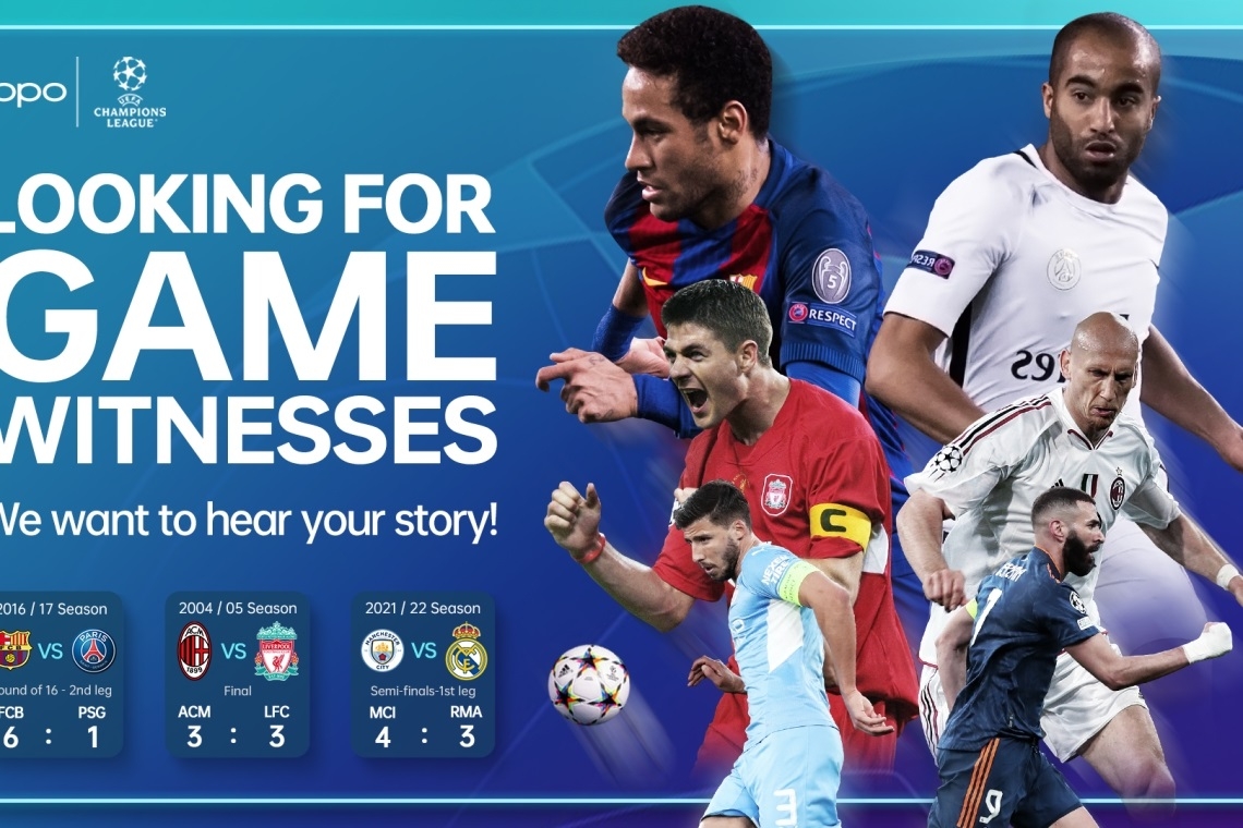 OPPO dévoile les trois matchs les plus inspirants de la Ligue des Champions UEFA, tels que votés par les fans